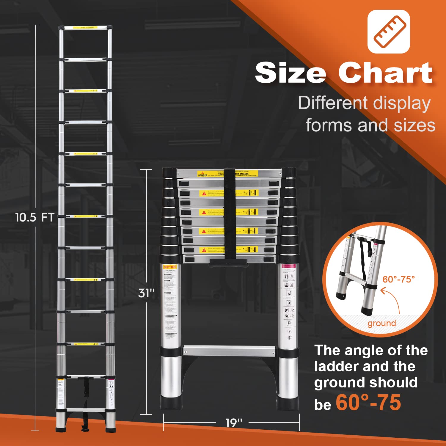 Soctone retractable ladder easy to carry and store in any space