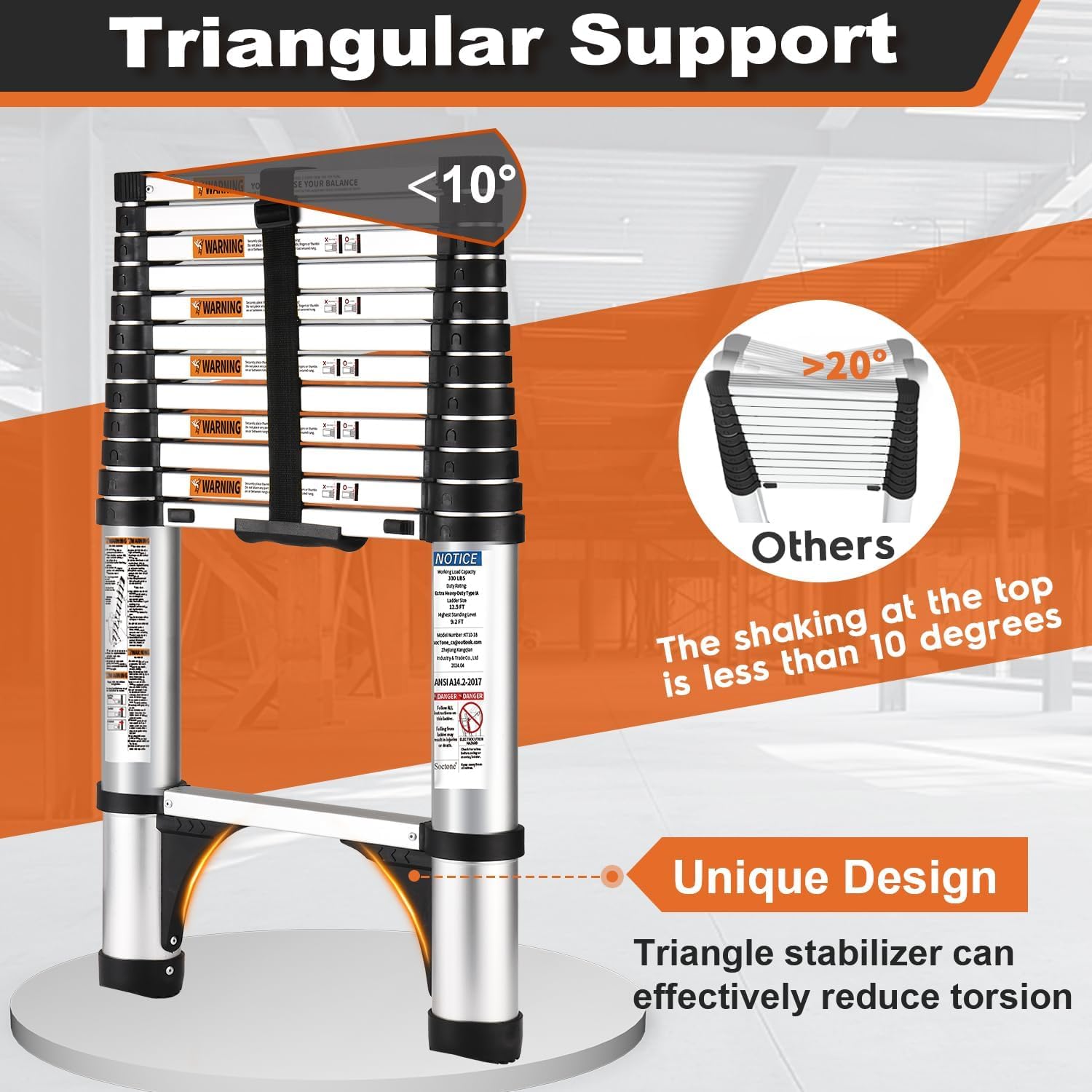 Soctone ladder provides up to 330 pounds support for versatile projects.