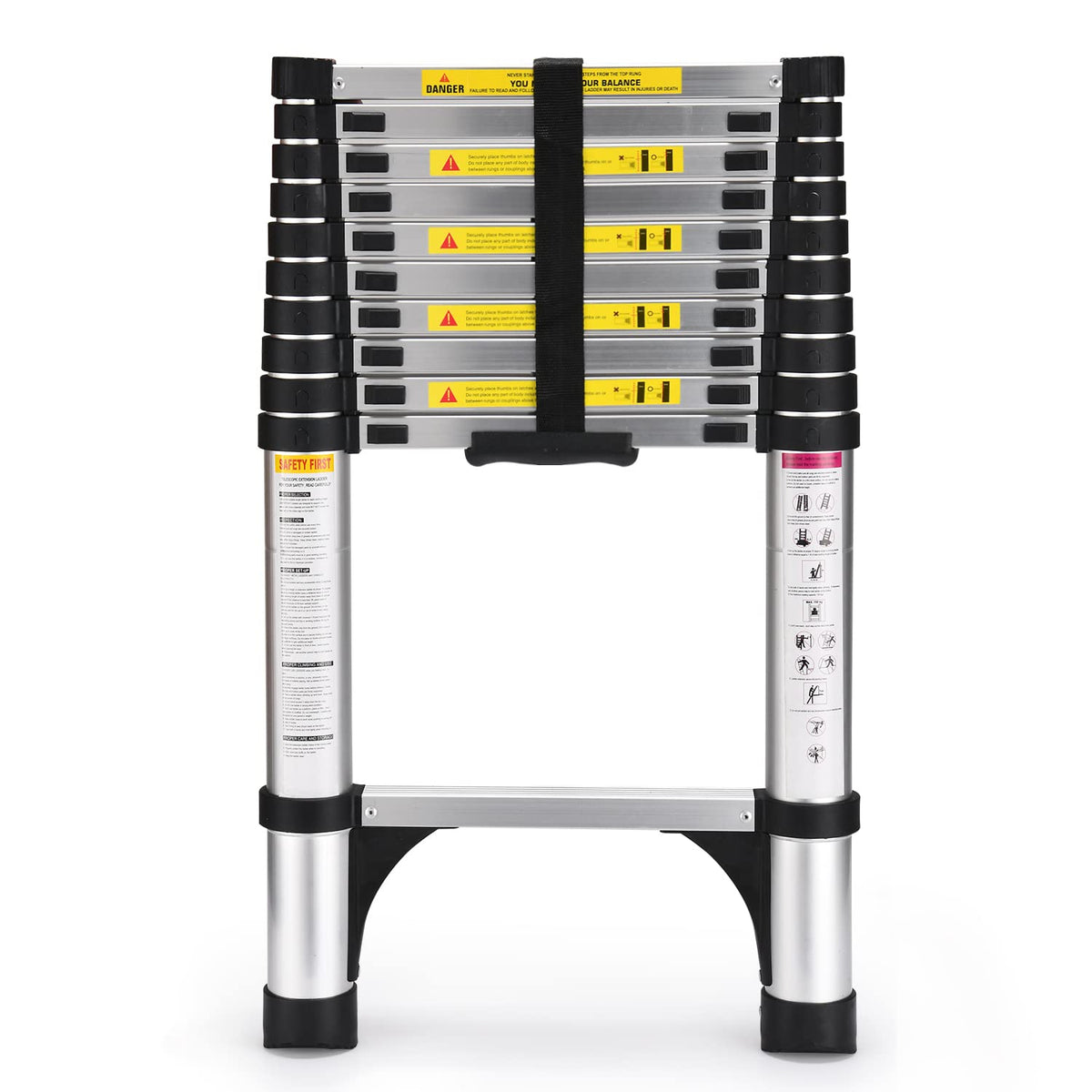 Soctone telescoping ladder extended for high-reach tasks with smooth operation