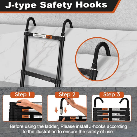 Soctone ladder usable indoors for attic access or outdoors for roof repairs