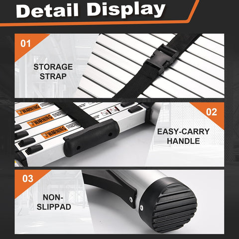 Soctone retractable ladder compact for easy transport and trunk storage.