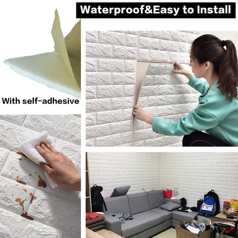Sodeno 3D white brick wall panel background ideal for living rooms
