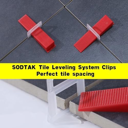 SODTAK tile leveling clips for horizontal alignment on floors and walls.