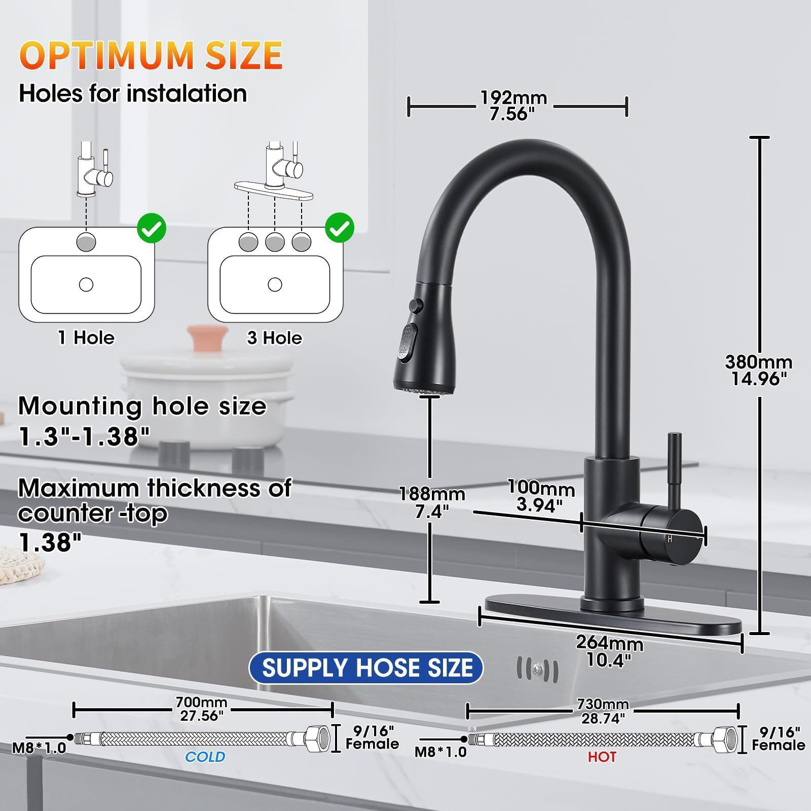 SOEBIZ faucet ideal for farmhouse, camper, RV, and bar kitchens.