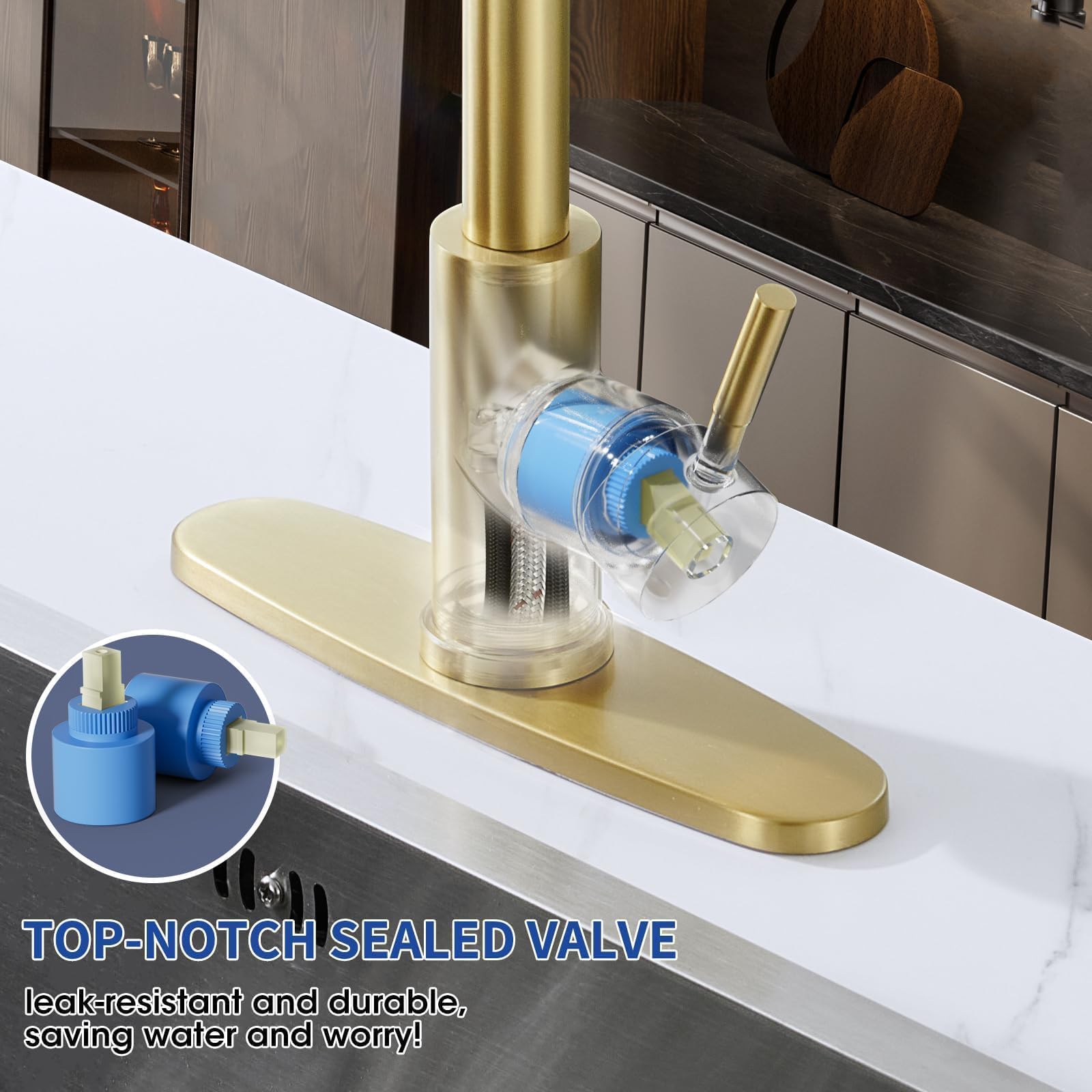 SOEBIZ gold coated finish resists fingerprints for a cleaner look