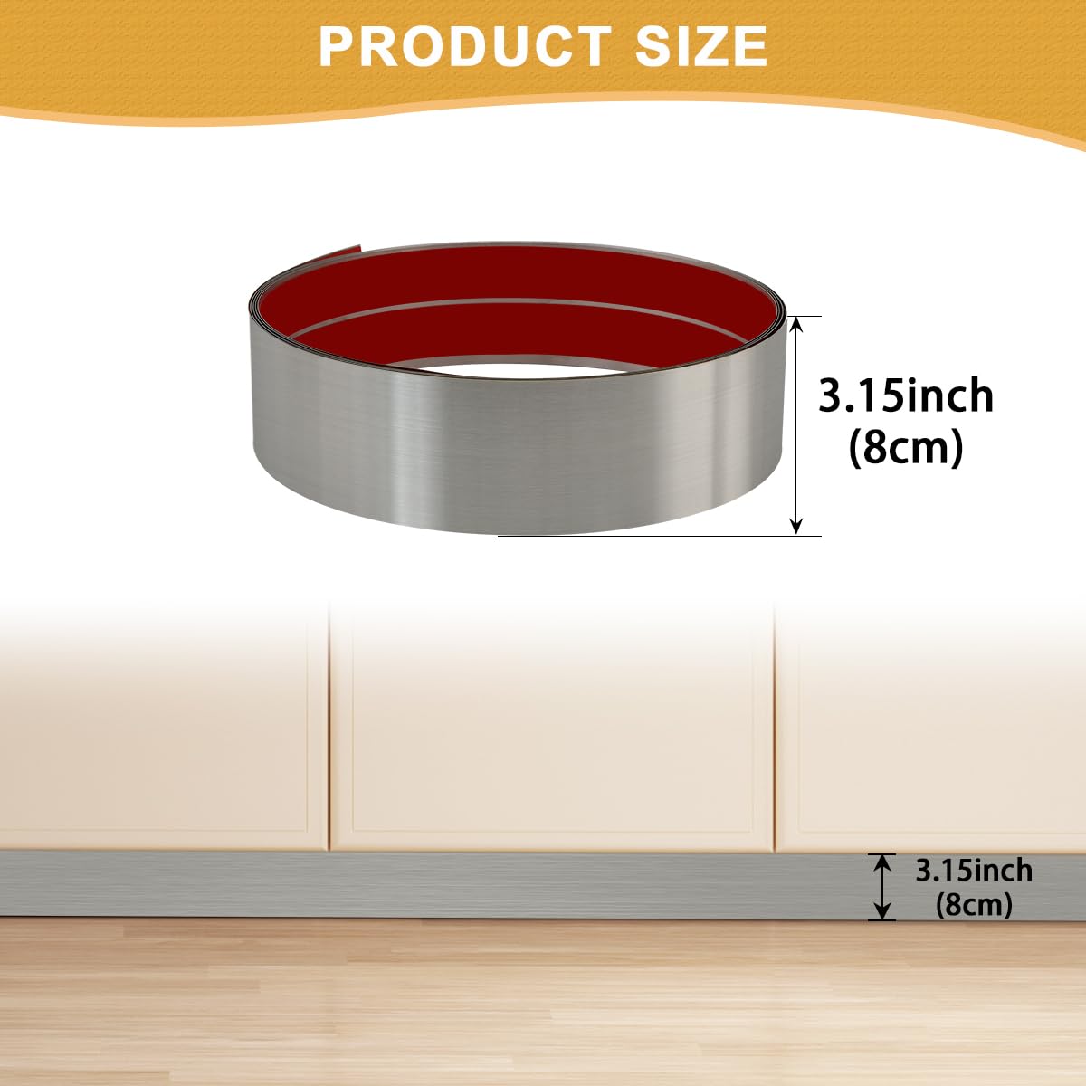 Soengsau baseboard molding in stainless steel for durable edge protection