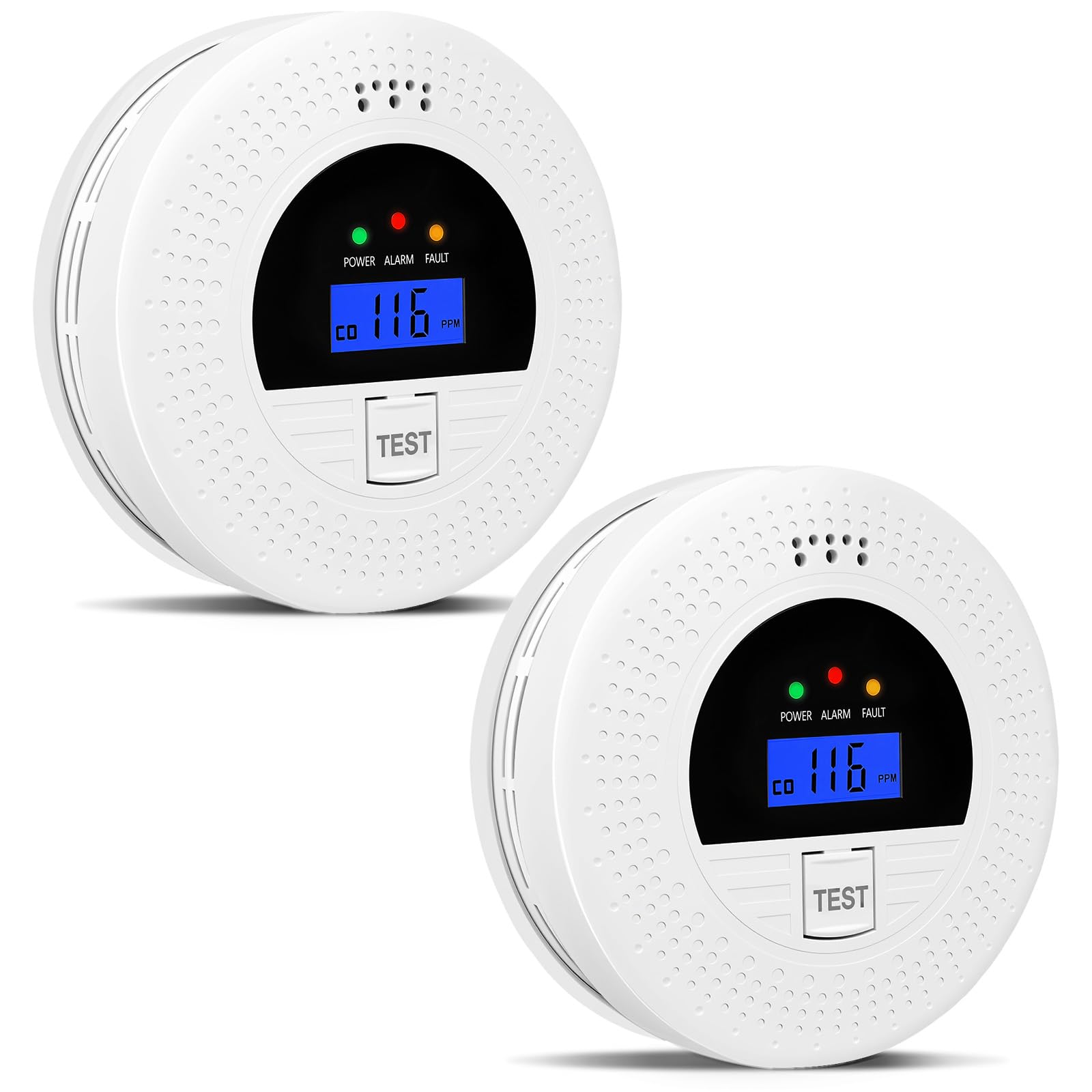 Soewolit 2-pack smoke detectors front view for quick home safety monitoring