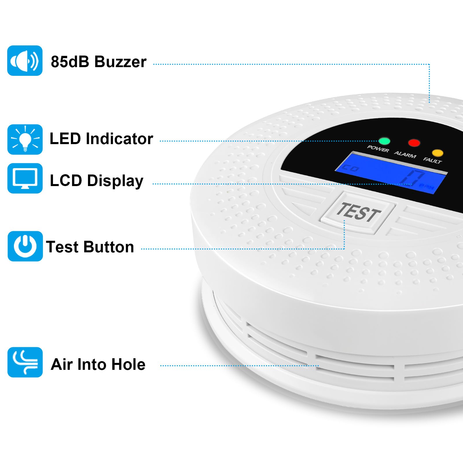 Soewolit 2-pack test button demonstrates alarm and battery checks for reliability