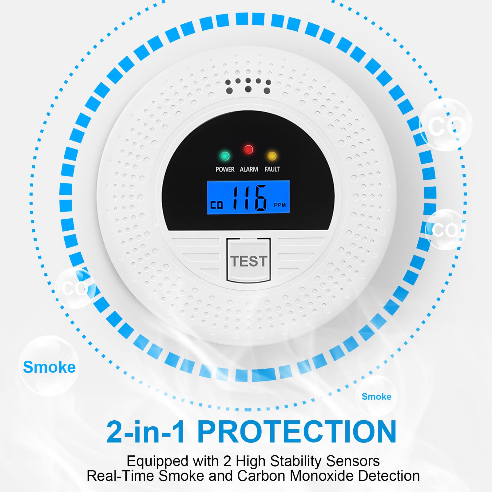 Soewolit 6-Pack smoke detectors back view with easy battery access for maintenance