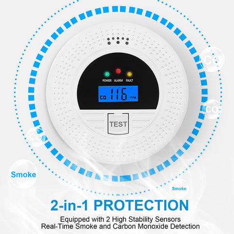 Soewolit 6-Pack smoke detectors back view with easy battery access for maintenance