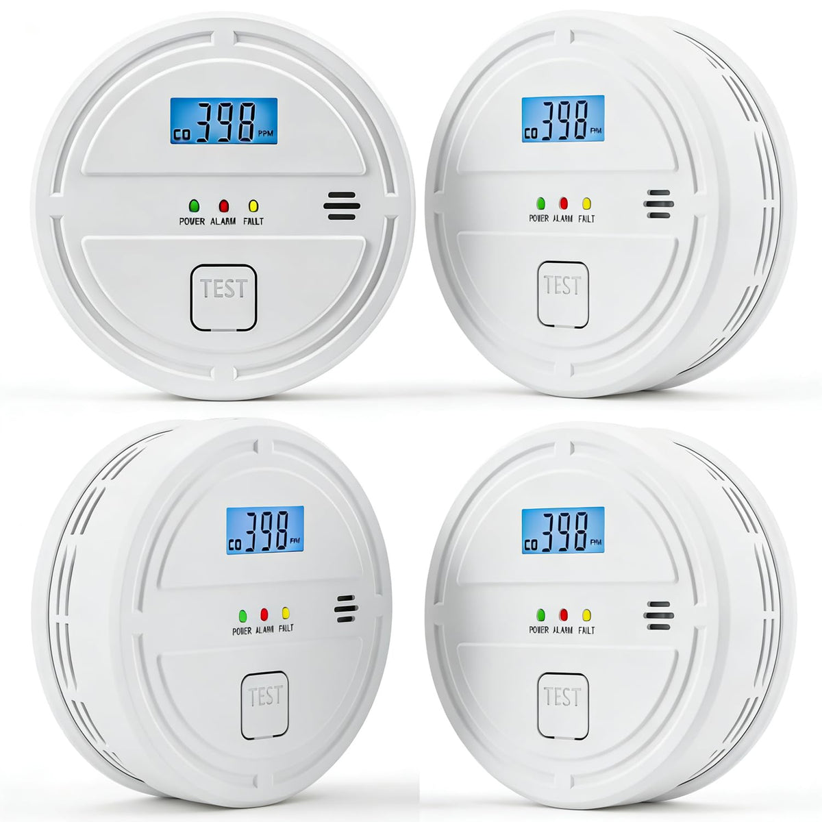 Soewolit four-pack detectors ready for quick wall or ceiling installation.
