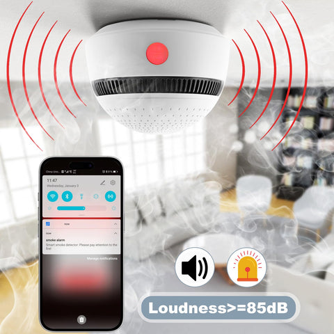 Soewolit smoke detector test and silence button in use for quick safety checks.