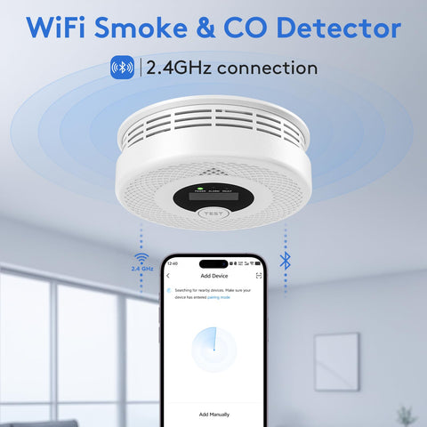 Soewolit WiFi smoke detector side panel with indicator lights
