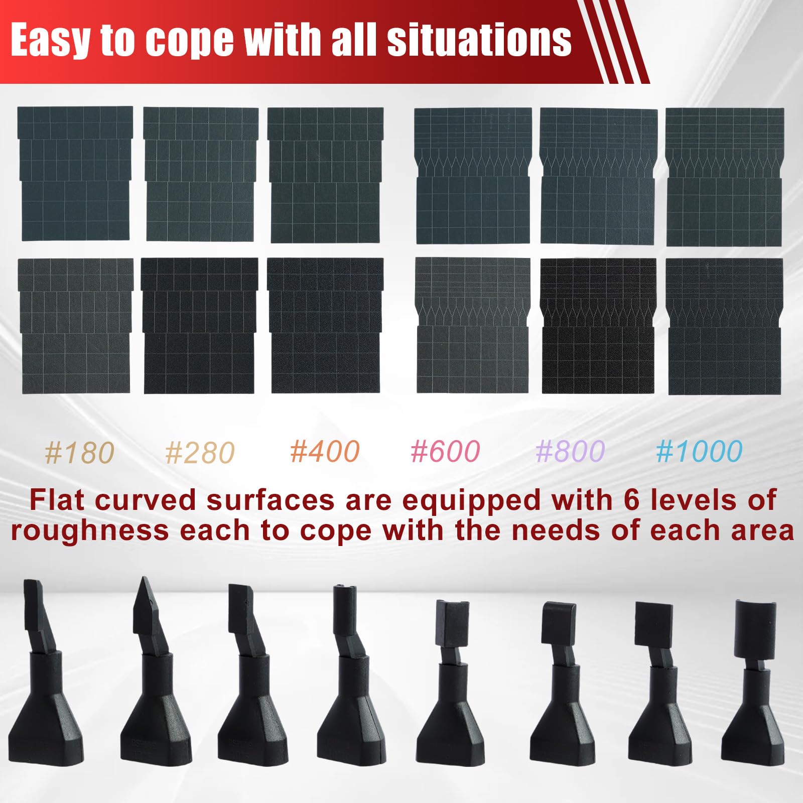 SOEWWEKLAX 12 sandpaper types provide wear-resistant finishes.
