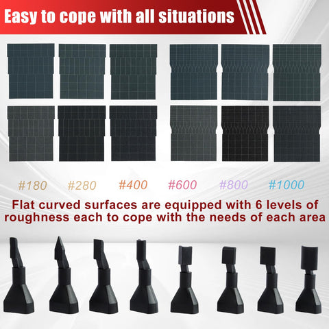 SOEWWEKLAX 12 sandpaper types provide wear-resistant finishes.