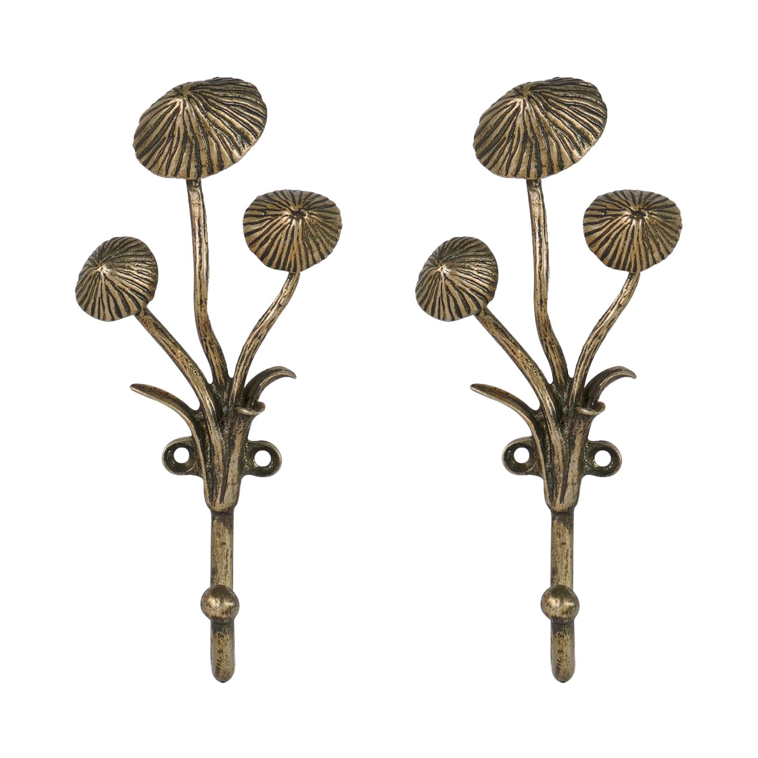 SOFFEE DESIGN mushroom coat hook set in gold for entryway organization