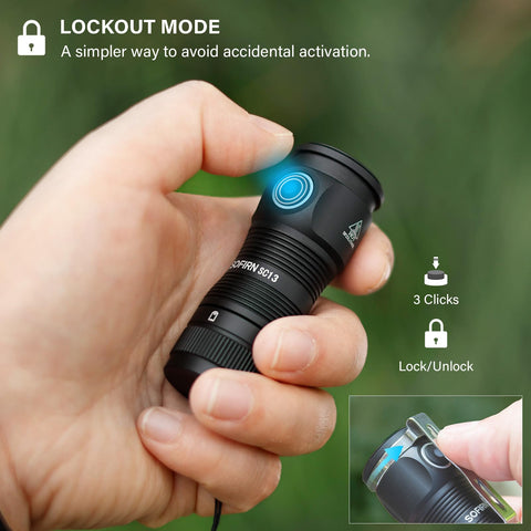 Sofirn SC13 lockout feature prevents accidental activation in transit