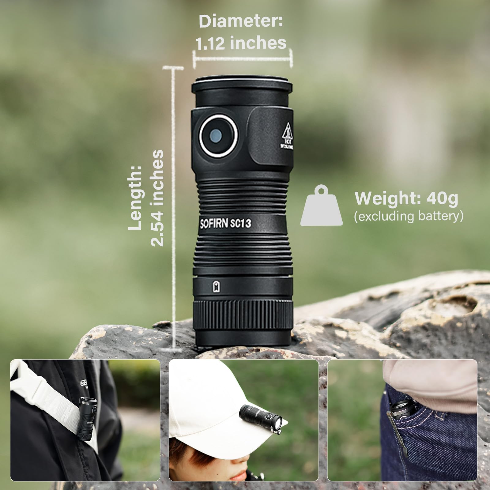 Sofirn SC13 compact edc light fits in pocket or bag