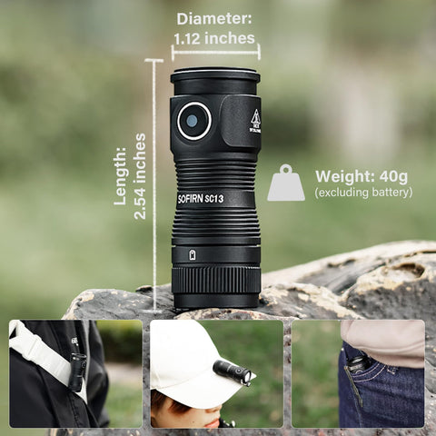 Sofirn SC13 compact edc light fits in pocket or bag