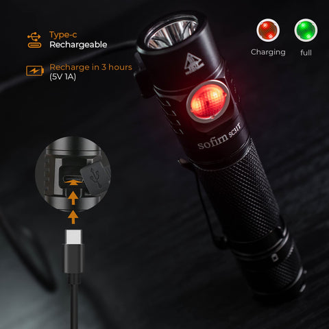 sofirn SC31T USB-C recharge port allows simple recharging on the go