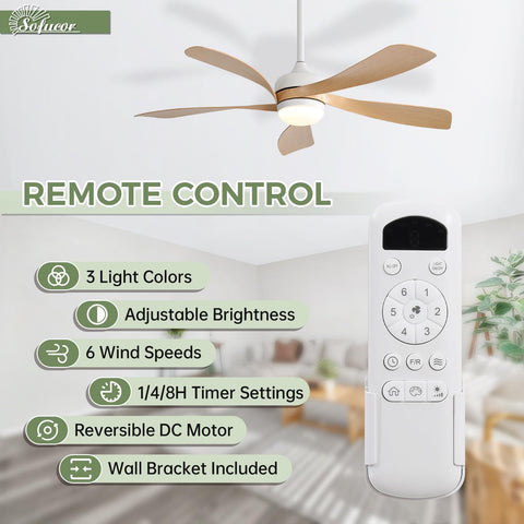 Sofucor 52-inch ceiling fan installation view with downrods and mounting.