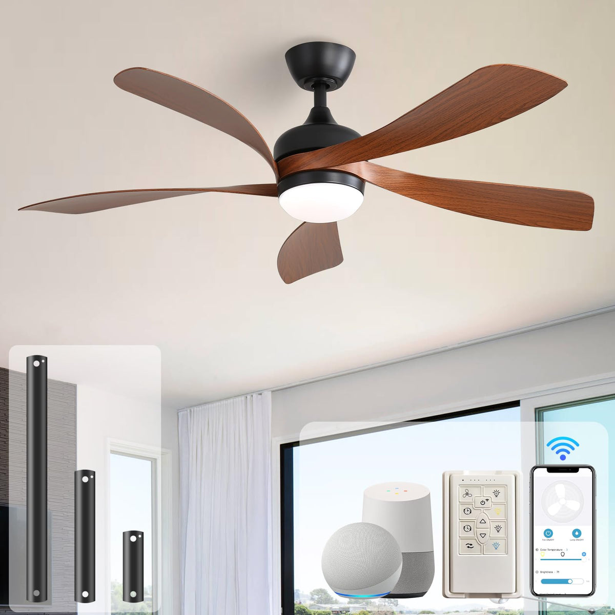 Sofucor remote-control 52-inch ceiling fan for easy airflow adjustments