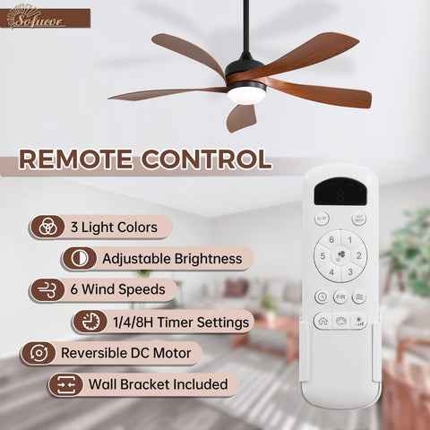 Sofucor ceiling fan with remote and wall mount in action