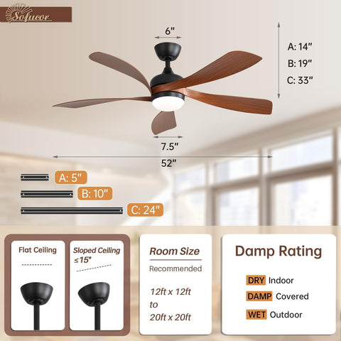 Sofucor ETL-certified ceiling fan installation guide