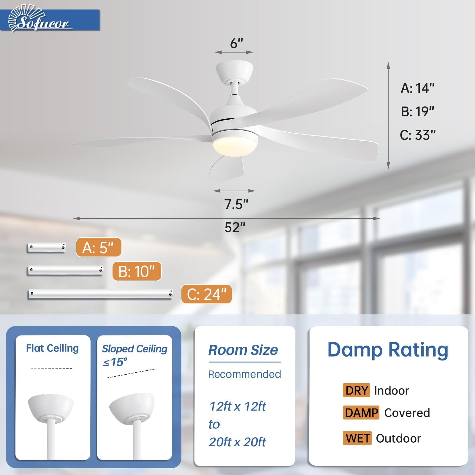 Sofucor ETL-certified moisture-resistant finish ensures durability indoors and outdoors