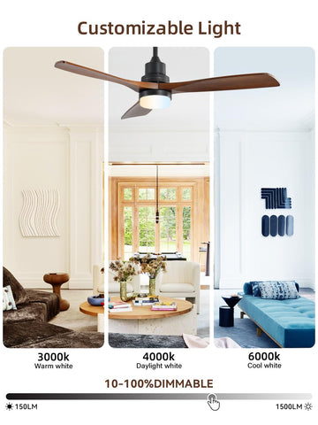 Sofucor remote-controlled ceiling fan shown for easy operation from sofa.