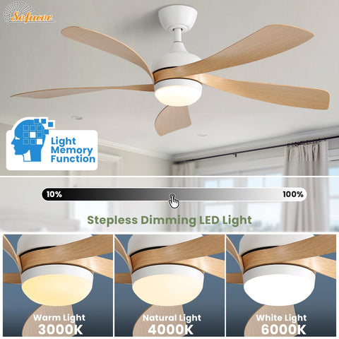 Sofucor voice-controlled ceiling fan compatible with Alexa and Google Assistant