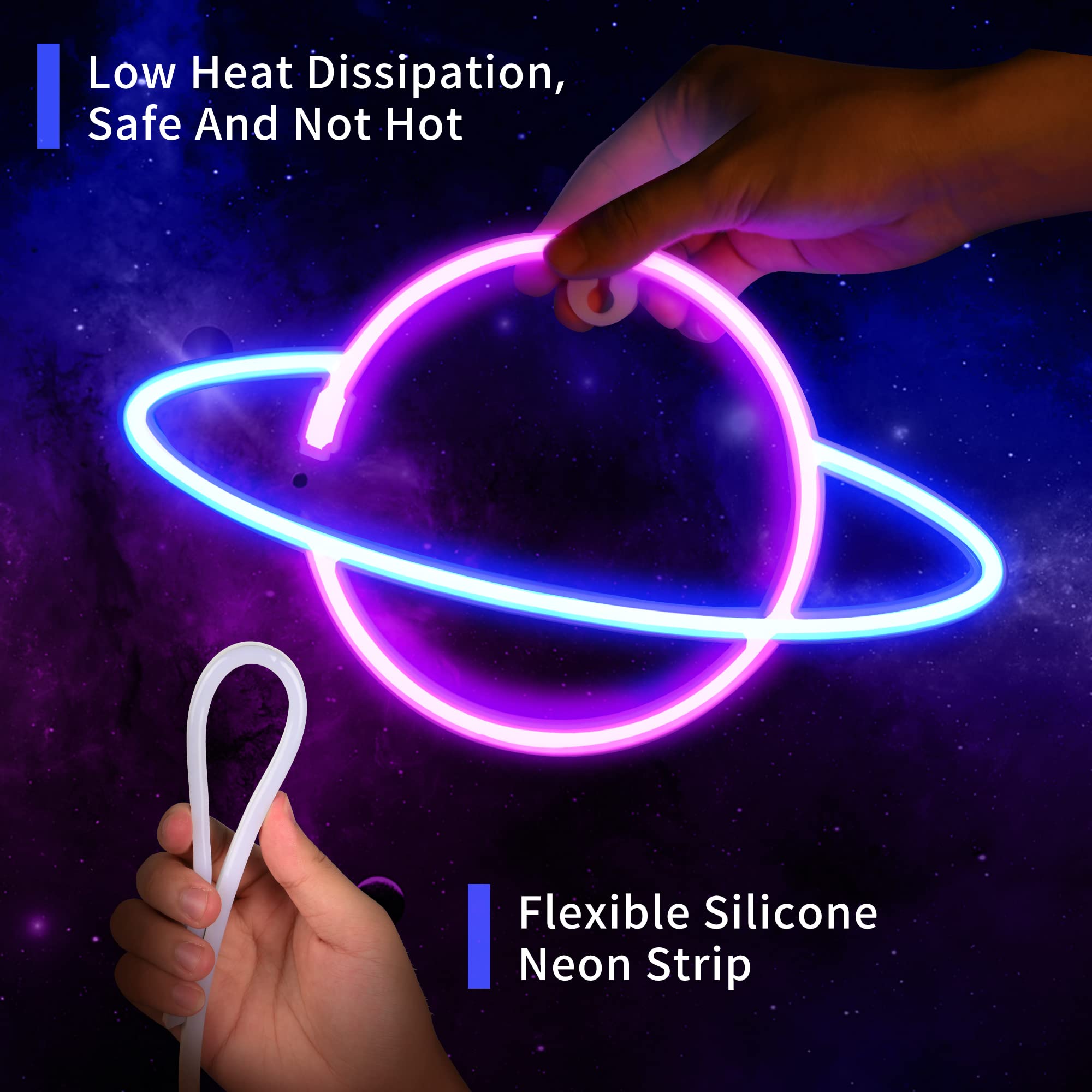 Sofunii neon alien sign on wall provides quiet night light for gaming areas.
