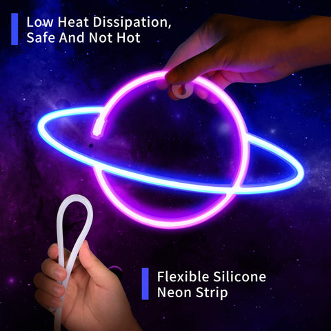 Sofunii neon alien sign on wall provides quiet night light for gaming areas.