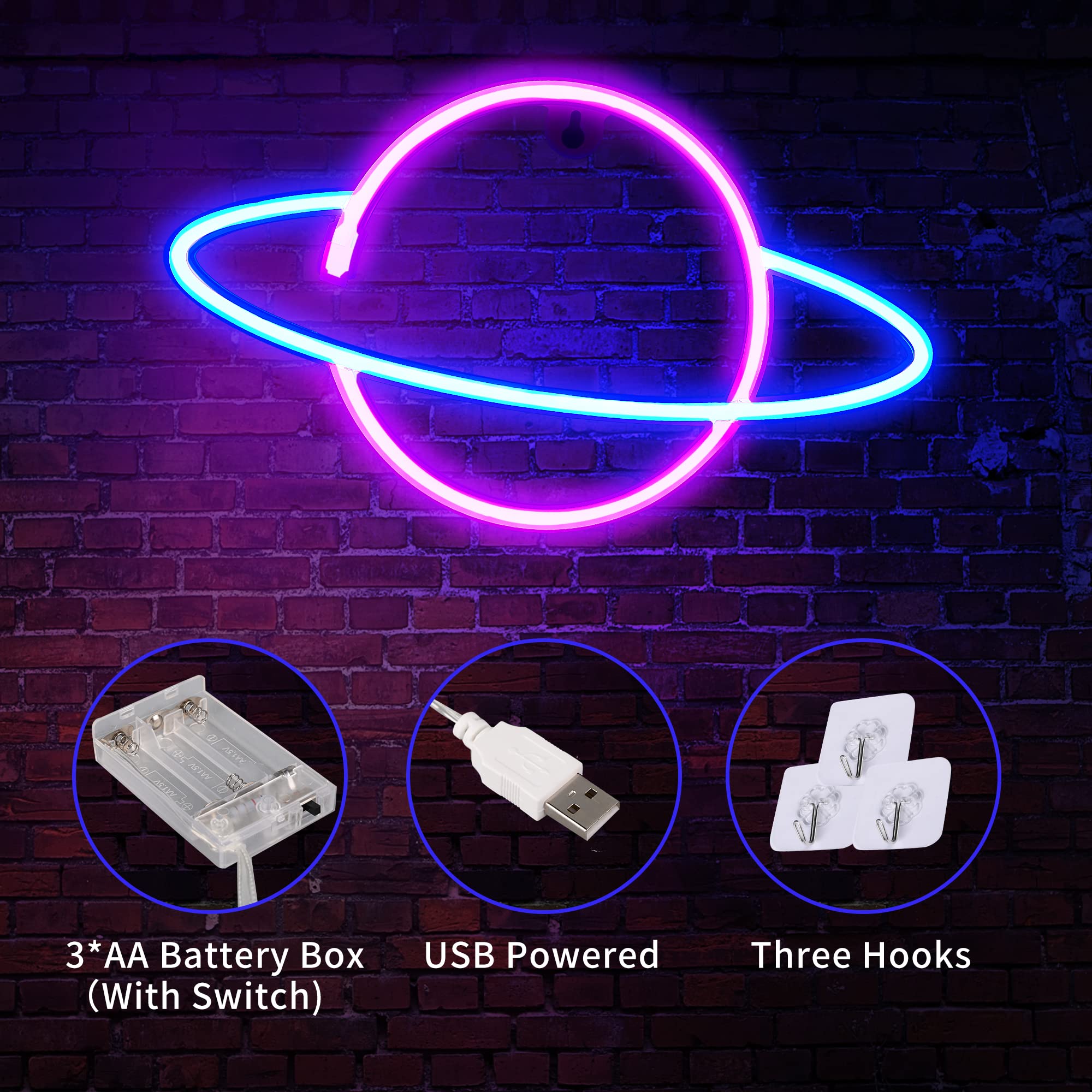 Sofunii neon trio wall decor display for versatile, kid-friendly rooms.
