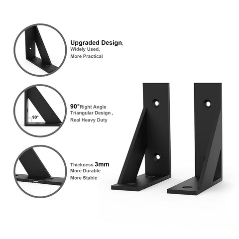 SOGAL shelf bracket 3x4-inch black angled-view showing sturdy 90-degree design.
