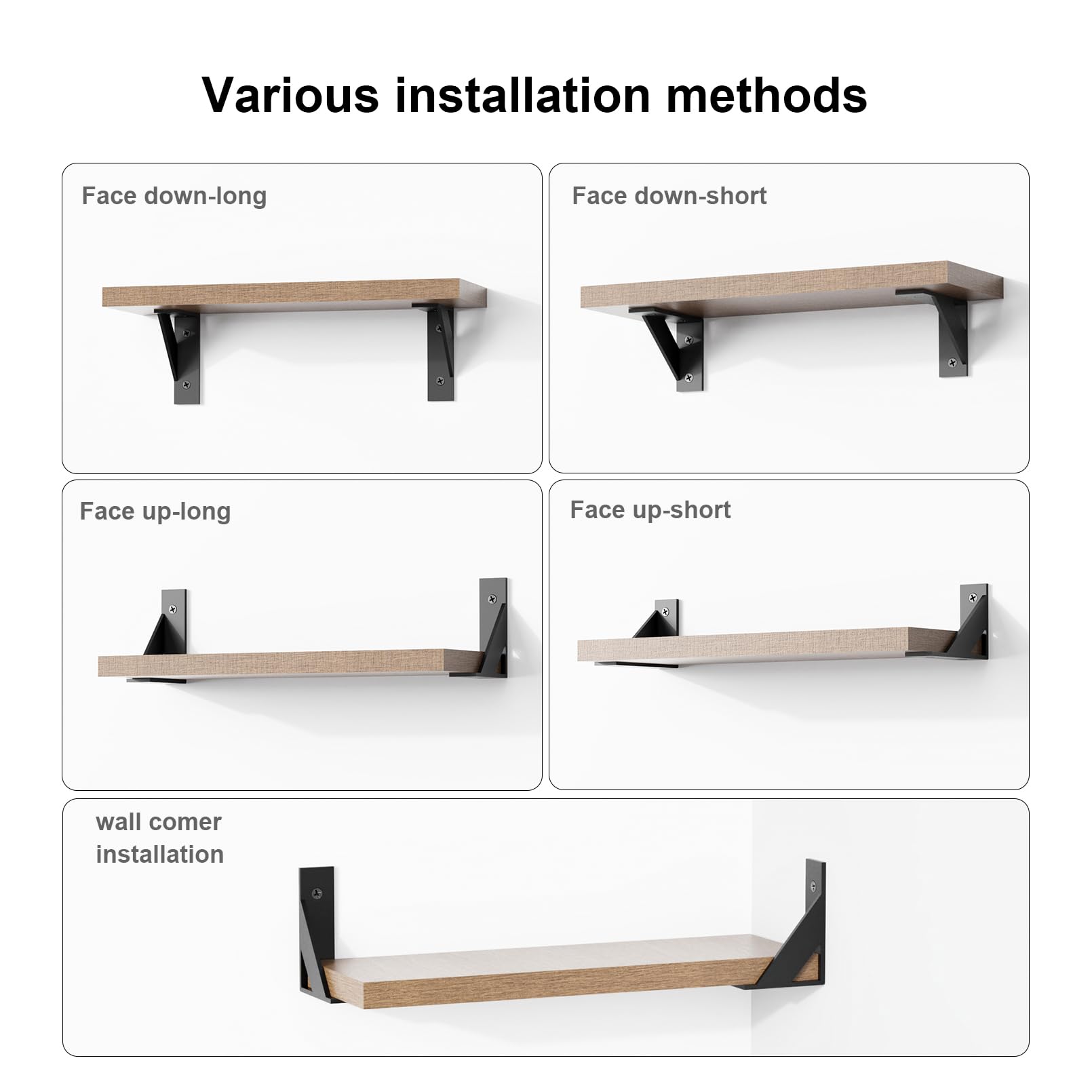 SOGAL shelf bracket 3x4-inch black pack of 4 for DIY shelving projects.