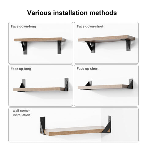 SOGAL shelf bracket 3x4-inch black pack of 4 for DIY shelving projects.