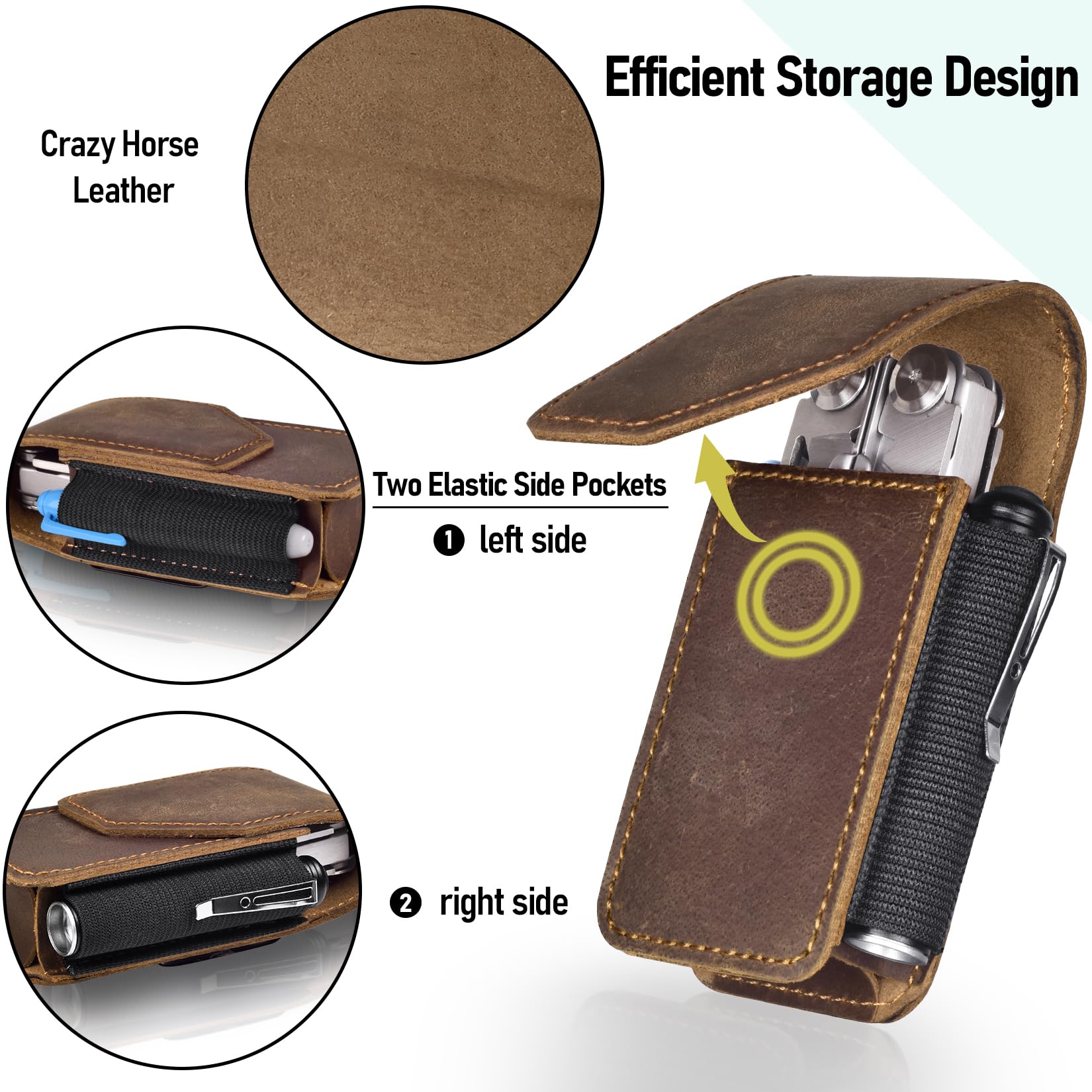 SOGCASE Crazy Horse leather texture adds vintage look and durable protection