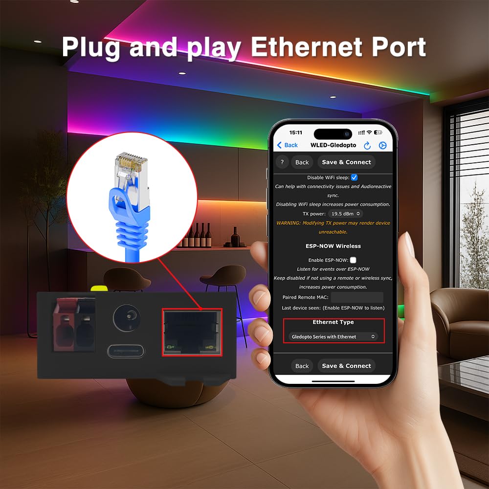 Sogledwow Elite ESP32-WLED controller pluggable fuse increasing protection during installations.