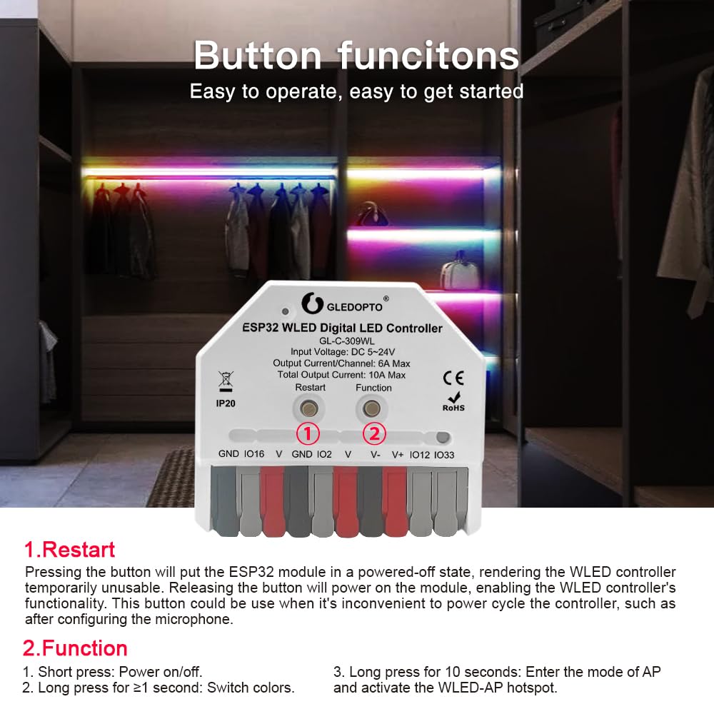 Easy installation with simple wiring for the GLEDOPTO controller and strips.