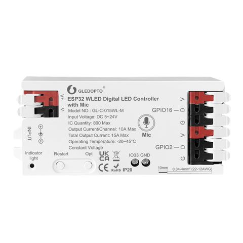 Sogledwow GLEDOPTO ESP32 WLED controller front view for easy DIY lighting setup
