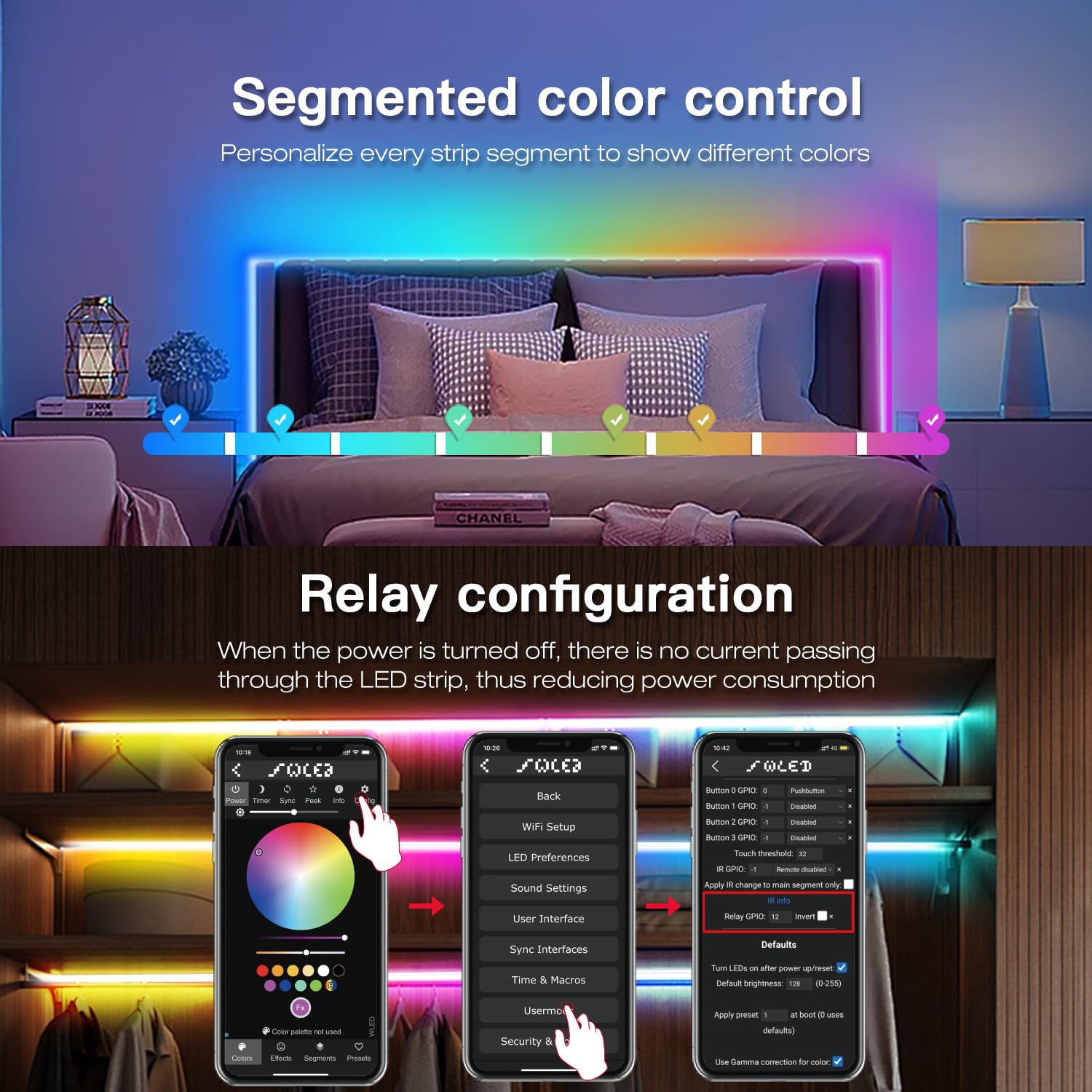 Sogledwow GLEDOPTO ESP32 WLED dynamic modes showcase colorful light patterns