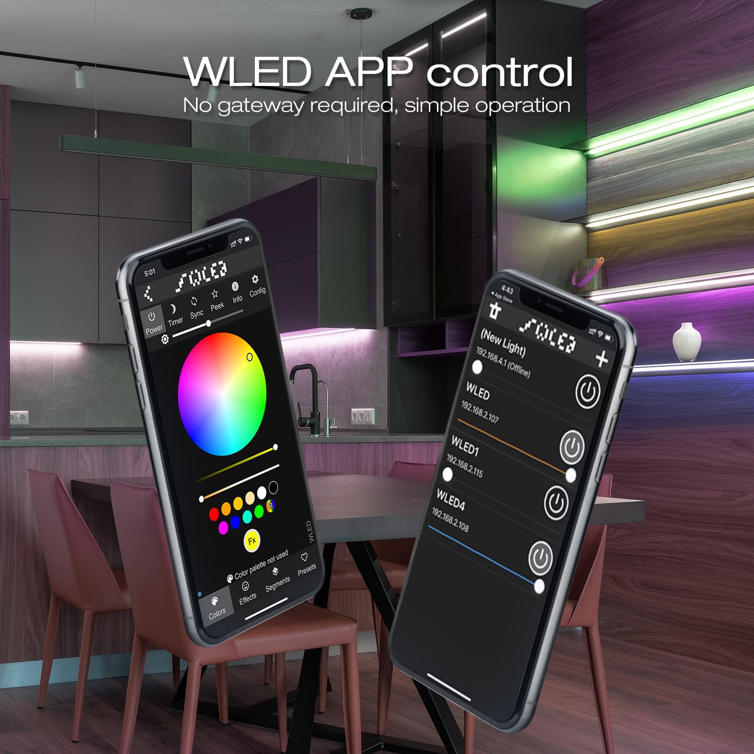 Sogledwow GLEDOPTO WLED ESP32 Mini app control enables remote lighting.