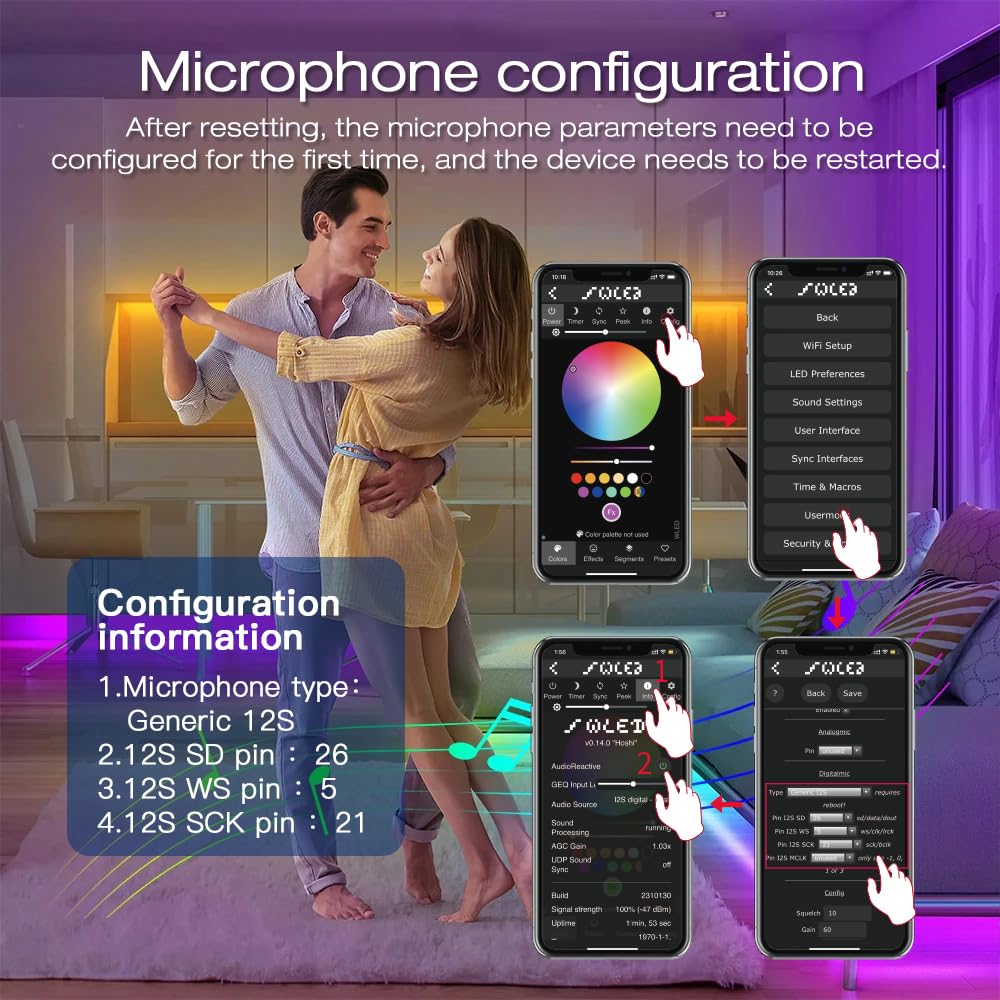 Sogledwow GLEDOPTO WLED ESP32 Mini mic-synced mode dances to music.