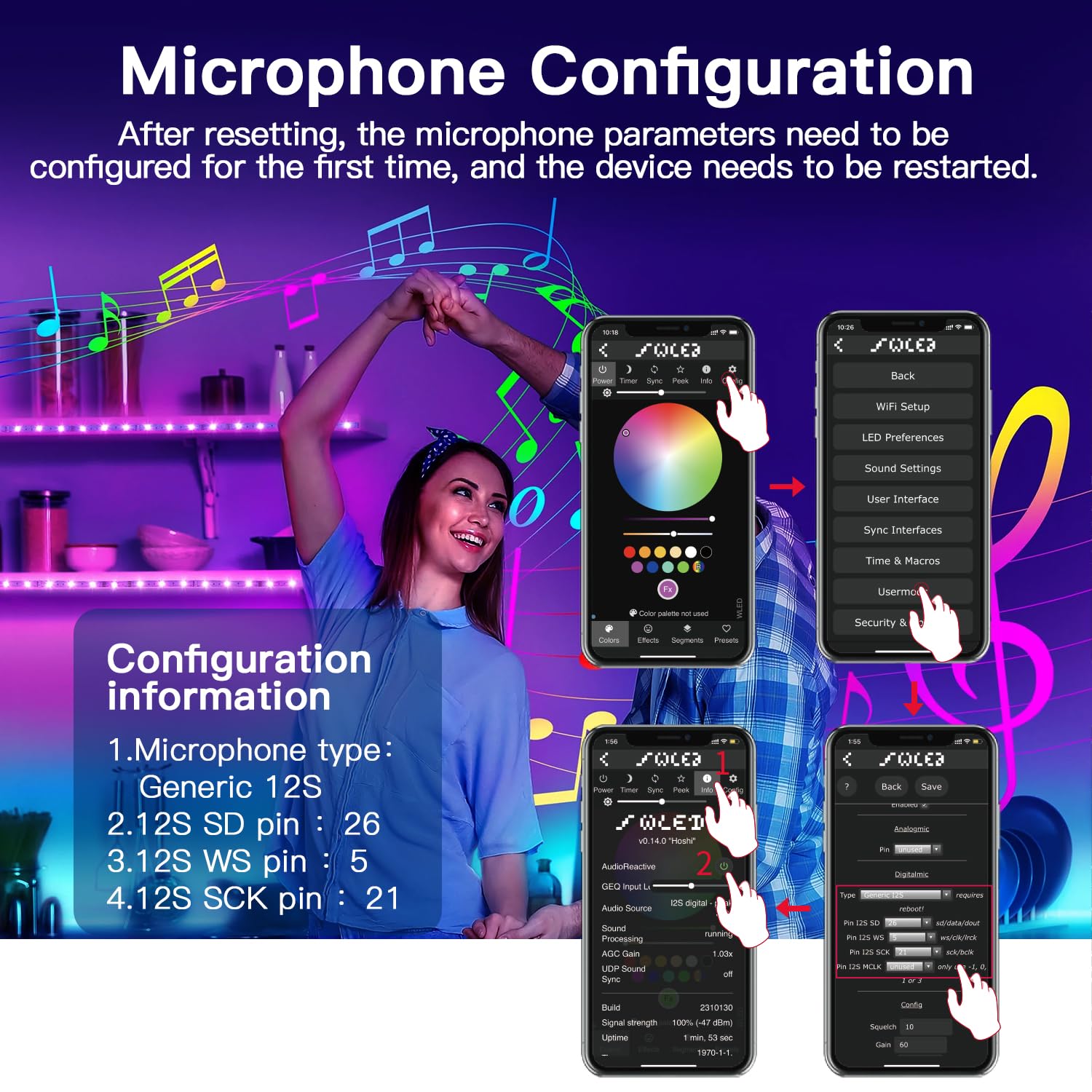 Sogledwow music dynamic mode showing rhythm based lighting