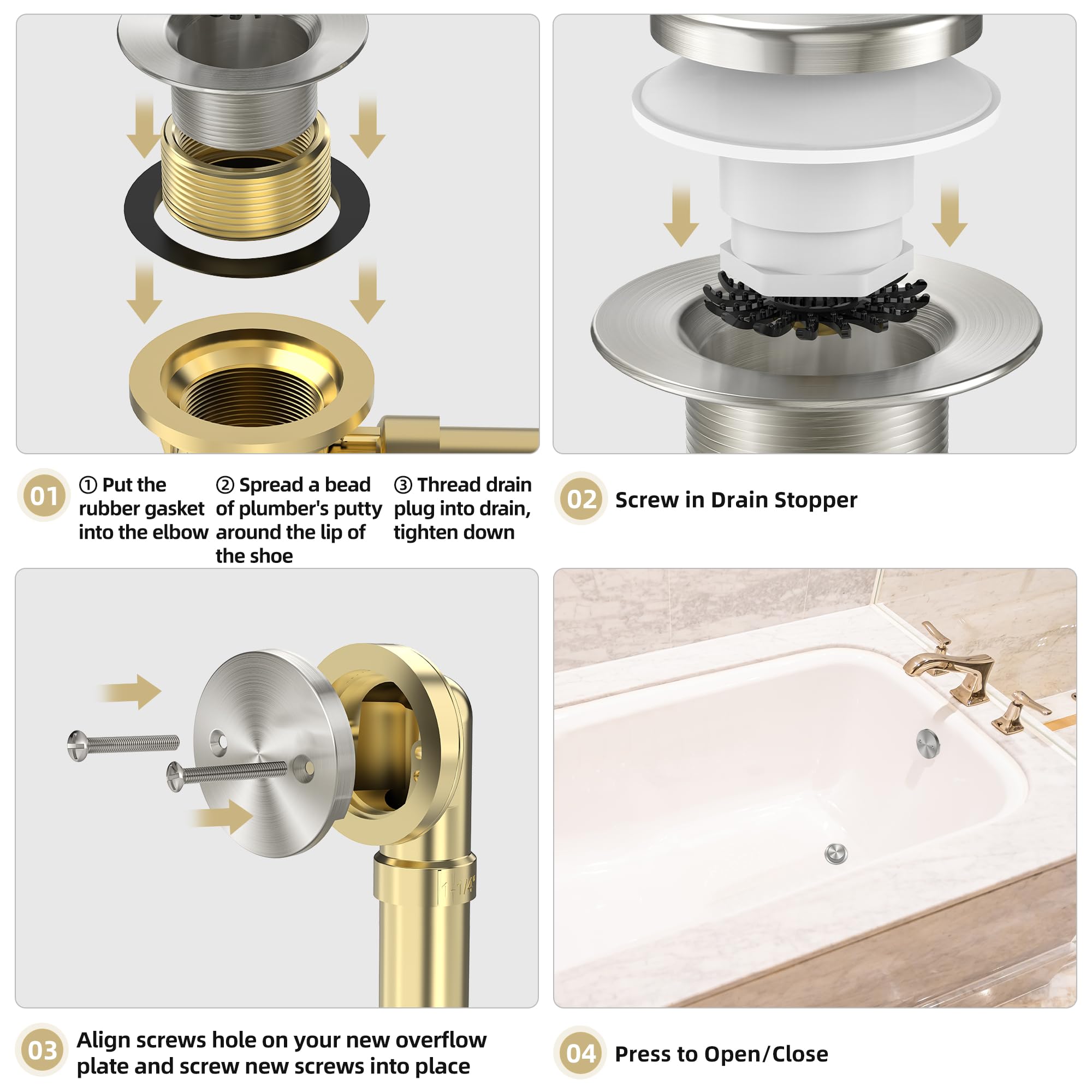 Sogmeter easy-installation manual supports quick bathtub drain replacement.