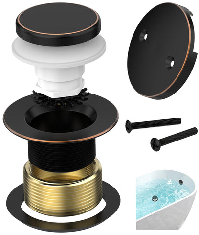 Sogmeter oil rubbed bronze tub drain with elegant finish matching bathroom decor.