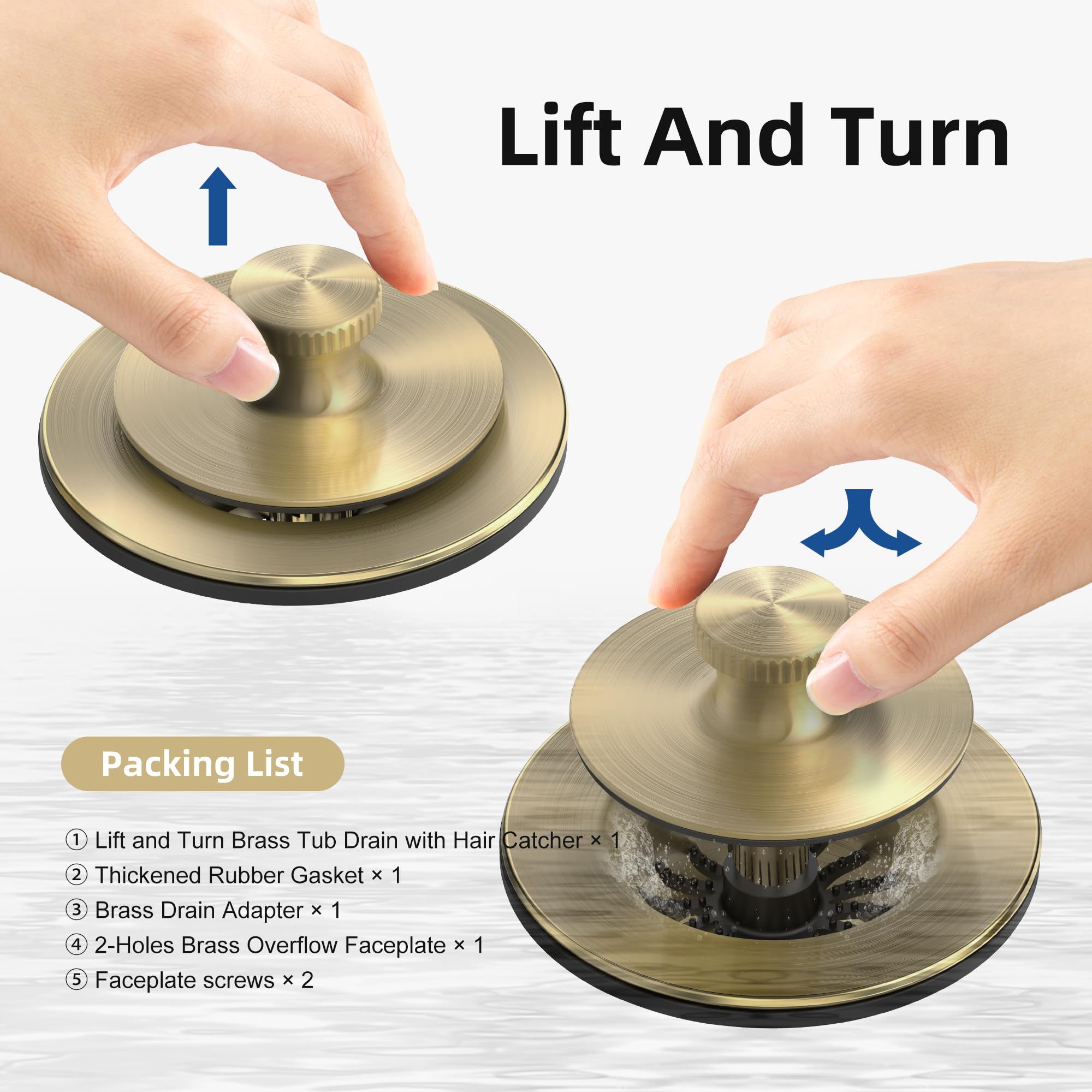 Sogmeter rust-resistant brushed-gold finish on metal hardware.