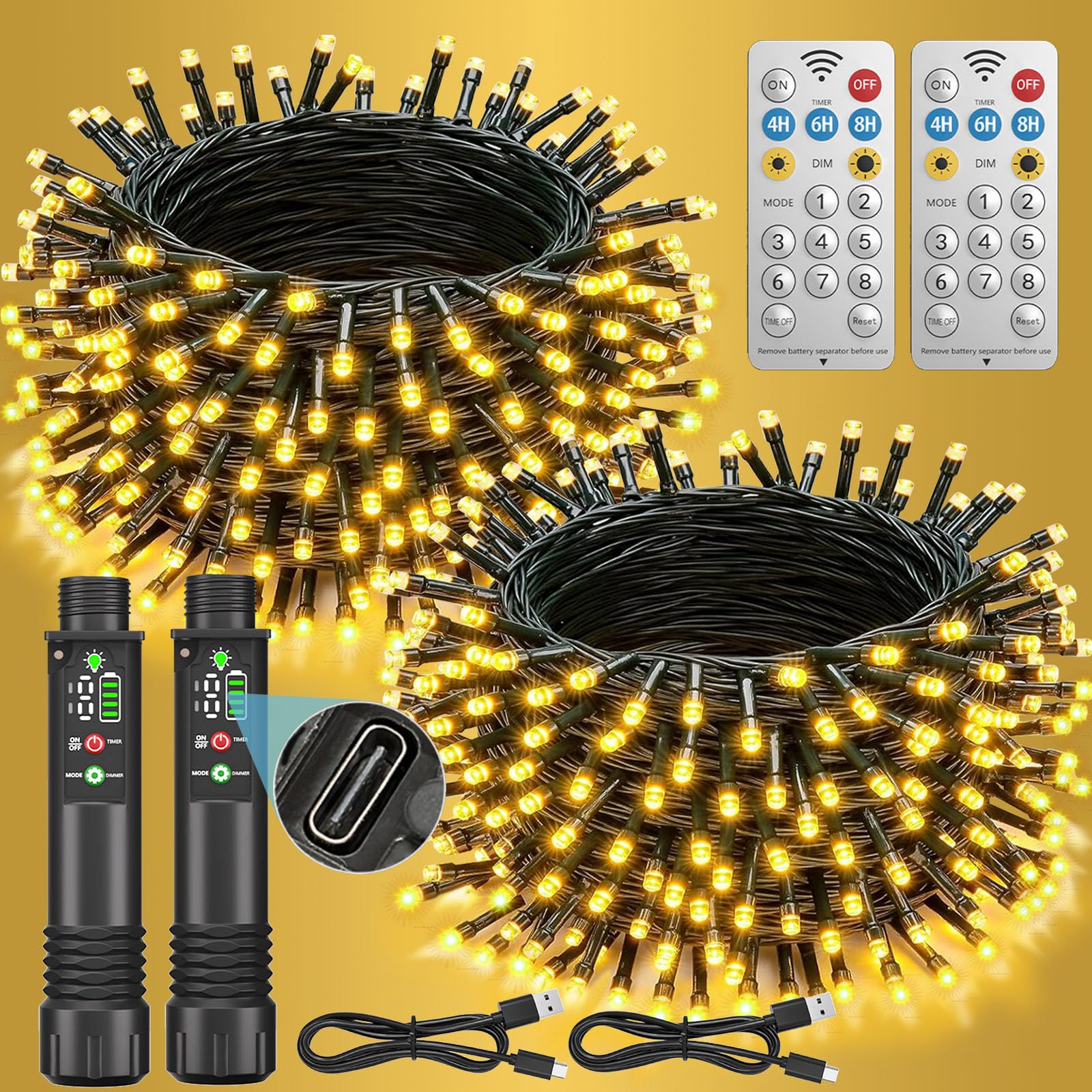 Soiarllt rechargeable Christmas lights bundle ideal for indoor and outdoor decor.
