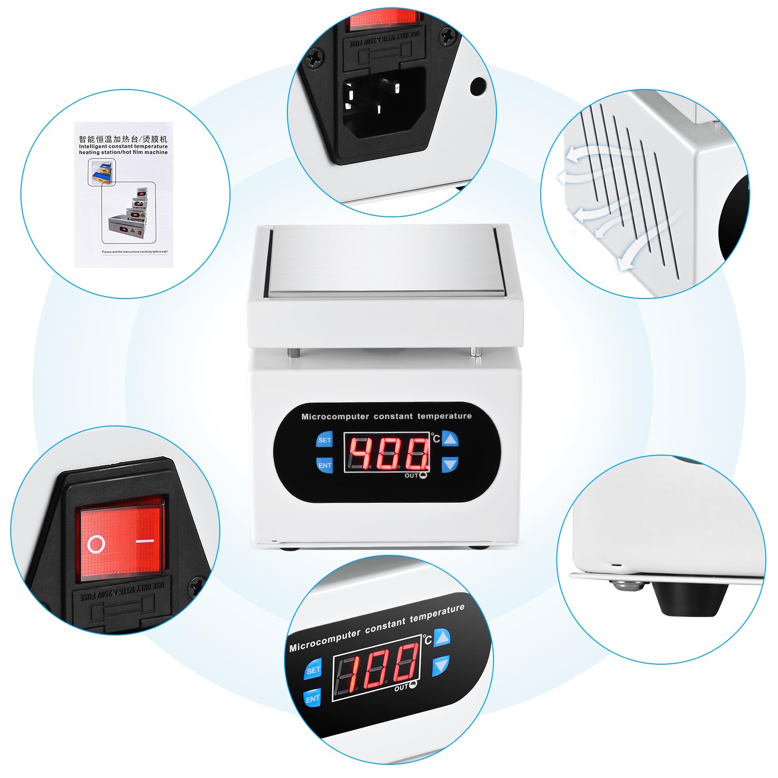 Soiiw soldering hot plate features a robust aluminum plate for heat transfer
